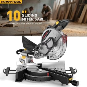 MarvTool 10-inch Sliding Compound Miter Saw Single Bevel 0-45- with Extension Table 36T Blade