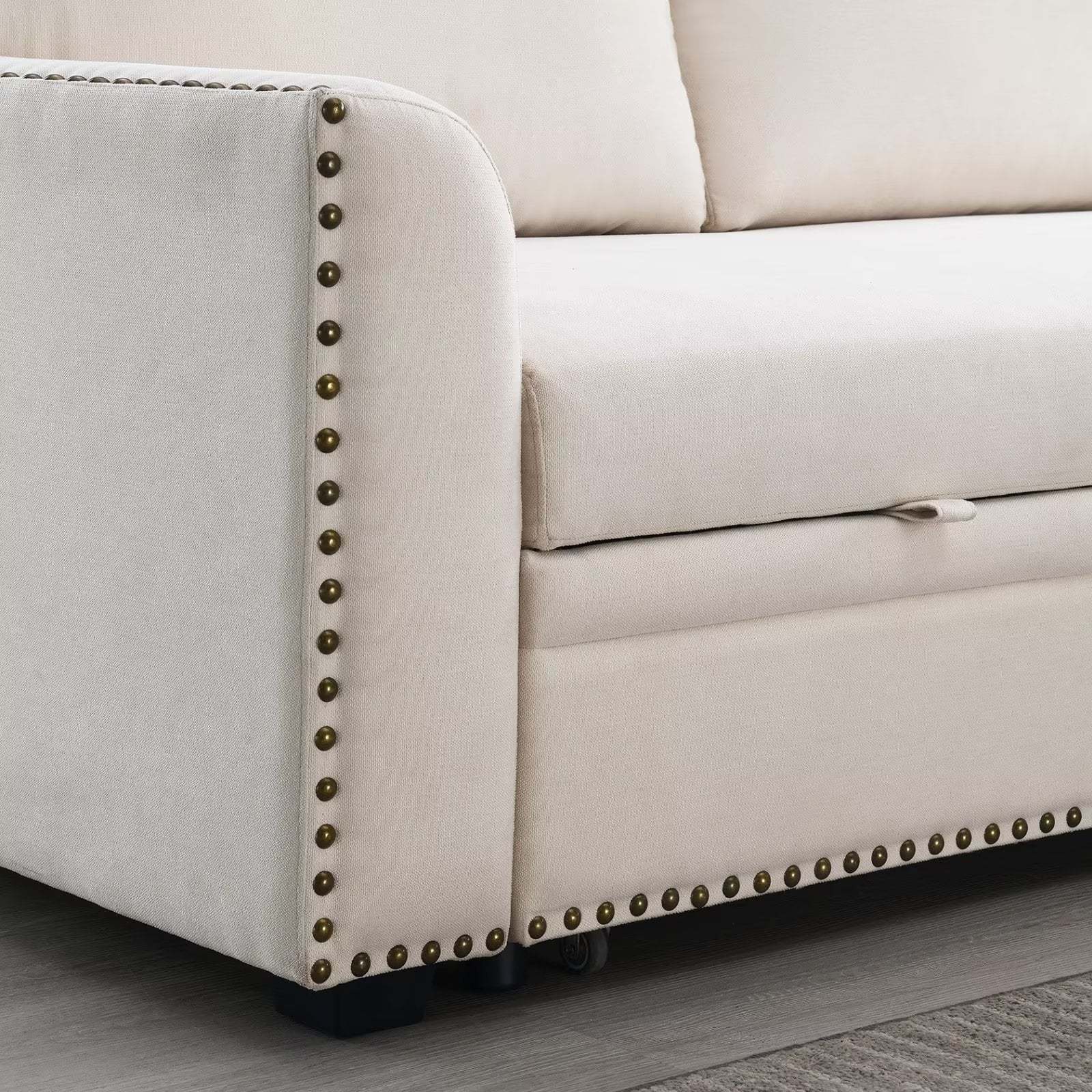 Morden Fort Velvet Reversible Sectional Convertible L-Shape Sofa Sleeper with Storage - Image 9