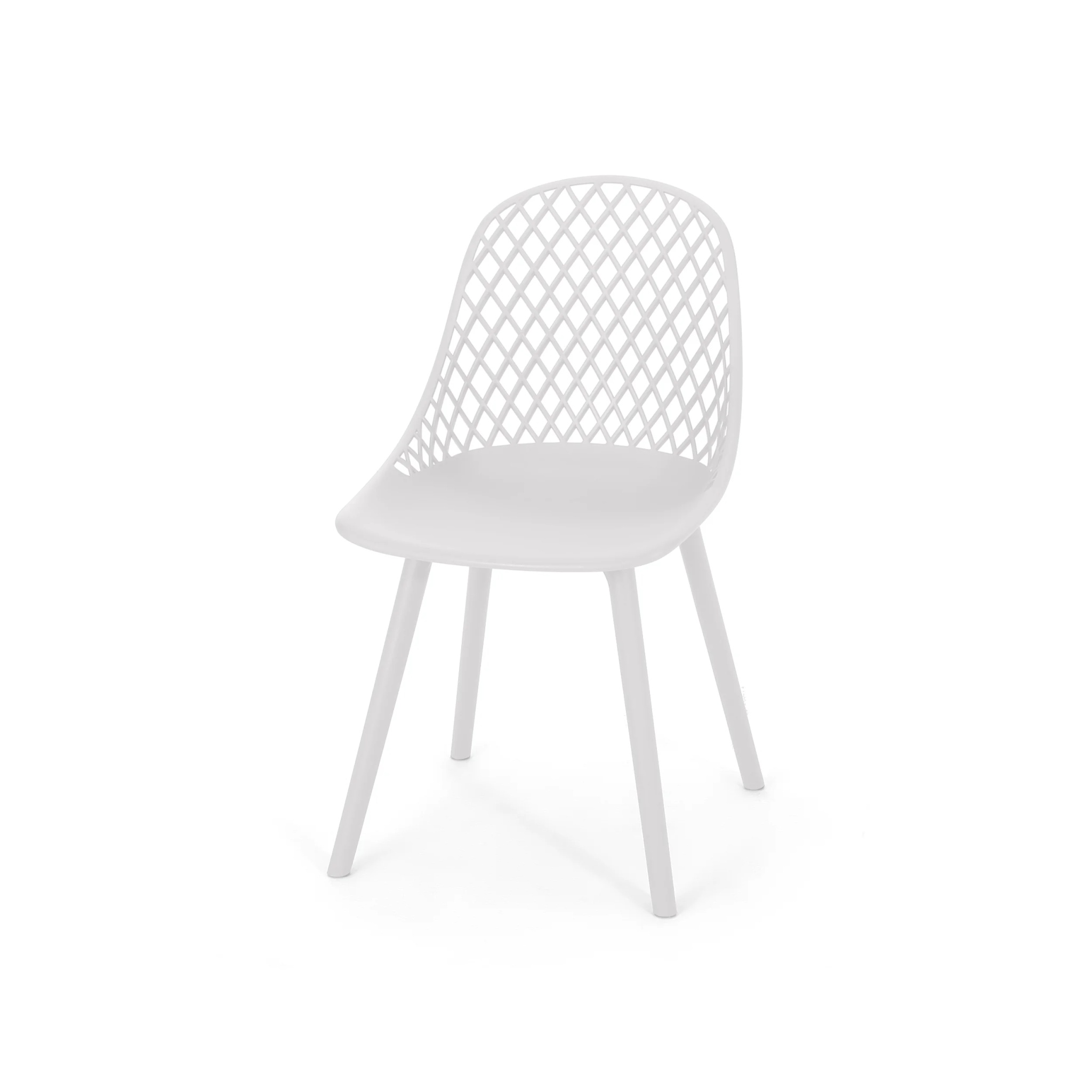 Noble House Lily Plastic Patio Dining Side Chair in White (Set of 4) - Image 4