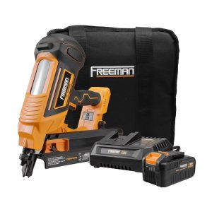 Freeman PE20V2183 20 Volt Cordless and Brushless 21 Degree 3-1/4" Framing Nailer Kit with Lithium Ion Battery, Charger, and Bag -C 750 Shots per Charge