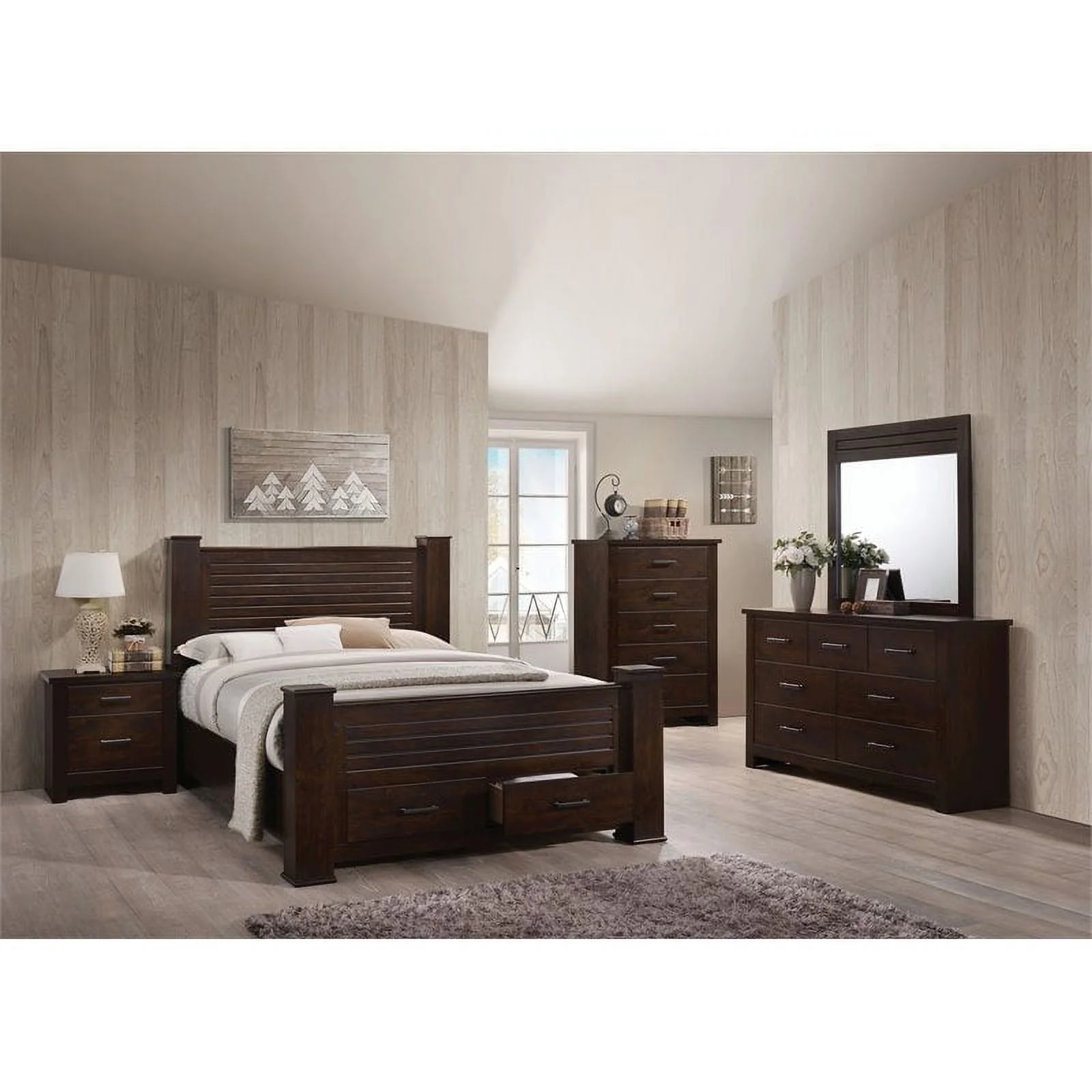 Mahogany Queen Bed with Storage - Image 2