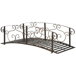 QISHENSHUI 6FT Durable Wooden Garden Bridge -C Solid Timber Construction with Sturdy Safety Rails for Stylish Decorative Accents Over Ponds, Streams & Garden Water Features, Bronze