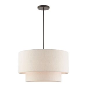 Livex Lighting Blossom 3-Light Modern Metal & Fabric Pendant in English Bronze