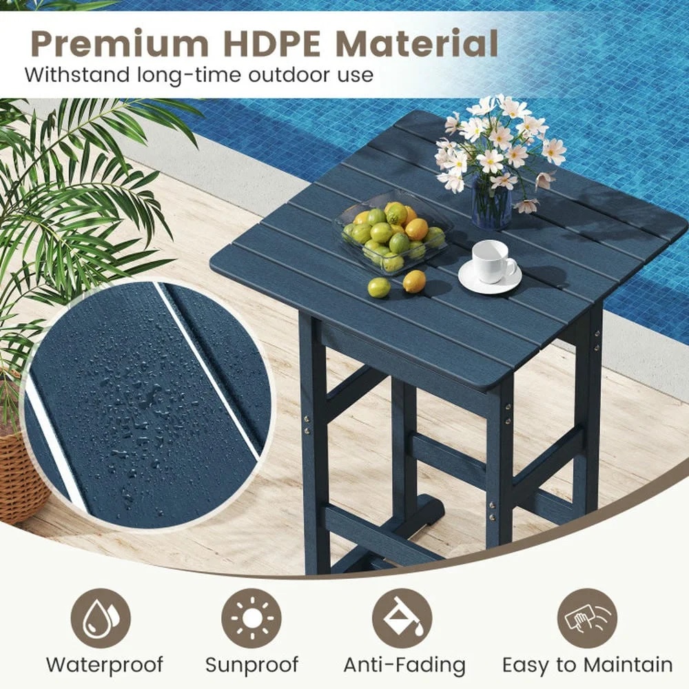 GVN Outdoor Eating Tables,Patio Table,30 Inch Square Bar Table Dining Table with Slatted Tabletop for Poolside-Navy - Image 7