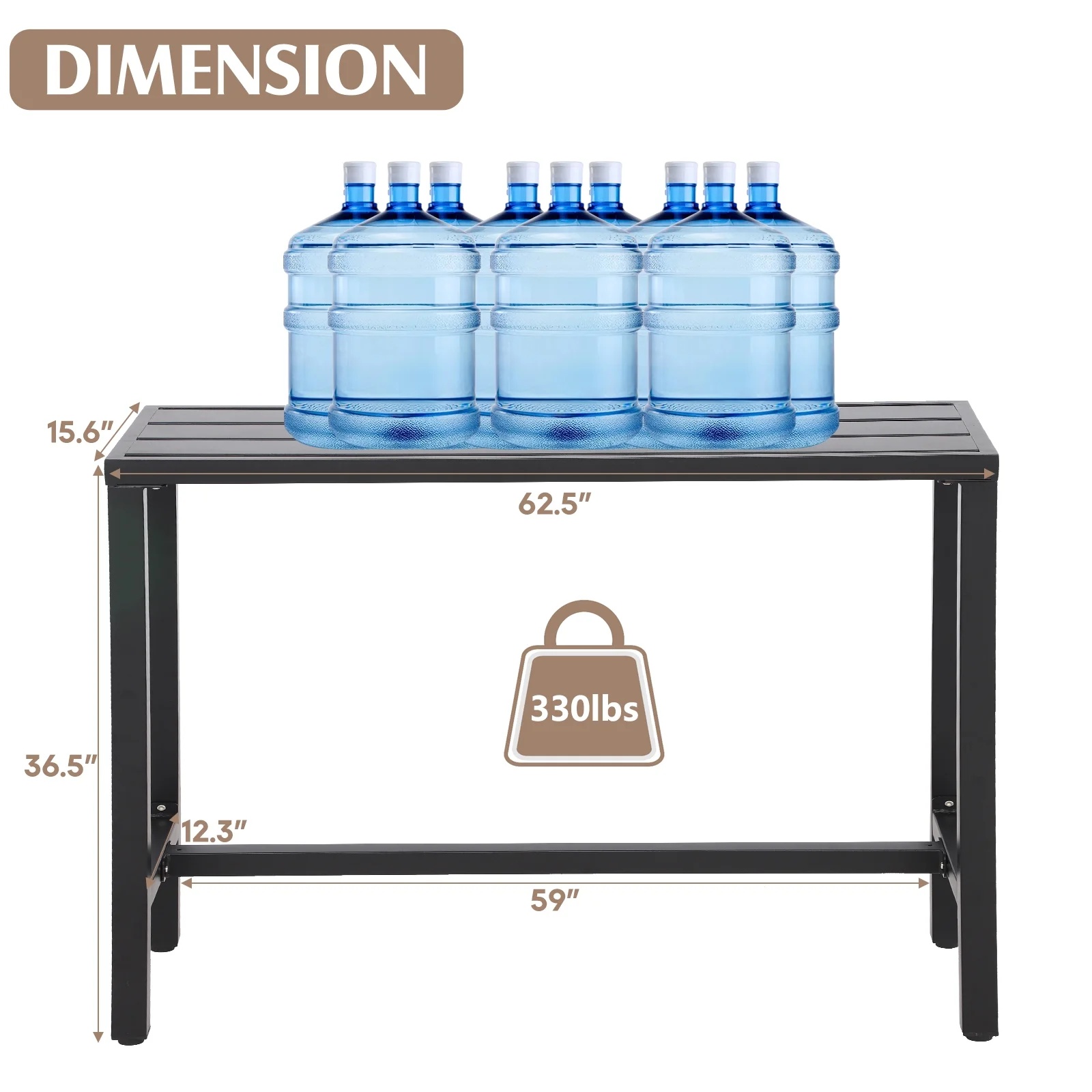 Outdoor Bar Table, 63 Patio Console Pub Height Table with Powder Coated Steel Frame and Weather Resistant Waterproof Top for Hot Tub, Balcony, Garden, Yard, Poolside, Indoor Outdoor - Image 4