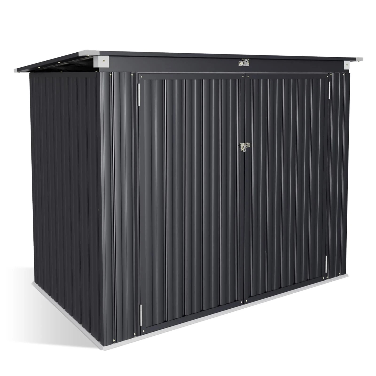 Aoxun 6' x 4' Storage Shed Lean to Storage Shed, Outdoor Metal Wall Side Storage Sheds, Outdoor Storage Cabinet for Patio, Garden, Lawn (Brown) - Image 24