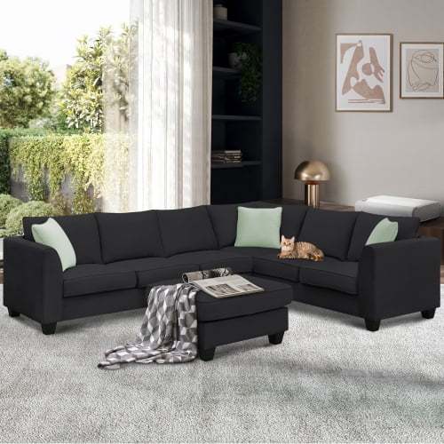 THINK 30,Convertible Sectional Sofa with Storage Ottoman, Modern Modular Sofa Sets L Shape Couches with 3 Pillows, for Living Room Furniture, Grey - Image 4