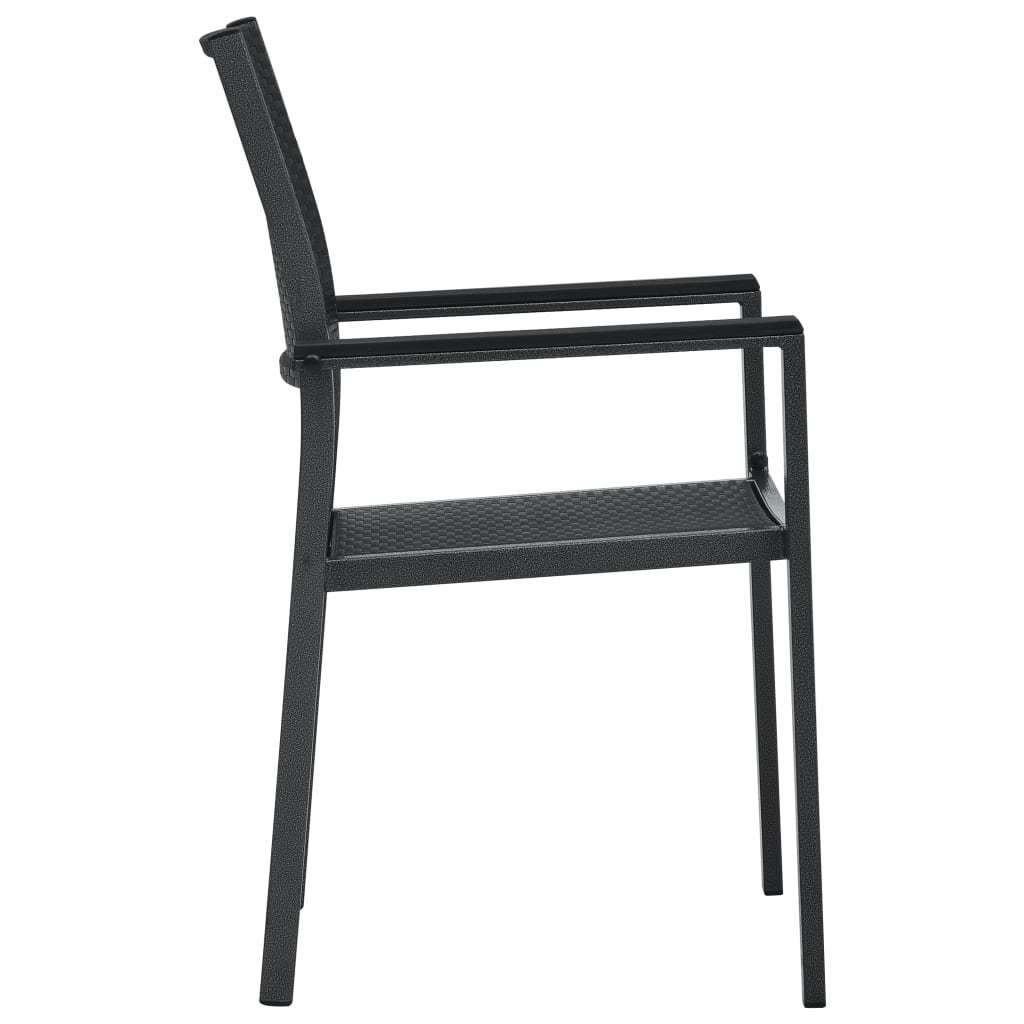 vidaXL Patio Chairs Dining Chair for Deck Porch Black Plastic Rattan Look - Image 5