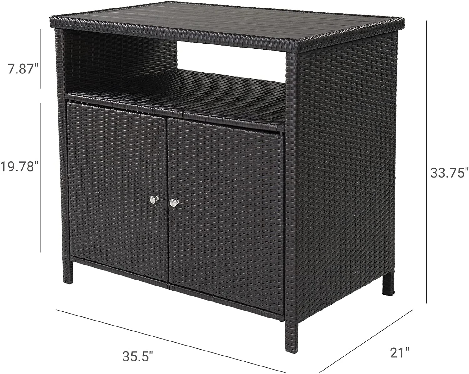Grand Patio Dylan Outdoor Wicker 2-Door Storage Cabinet, Brown - Image 7