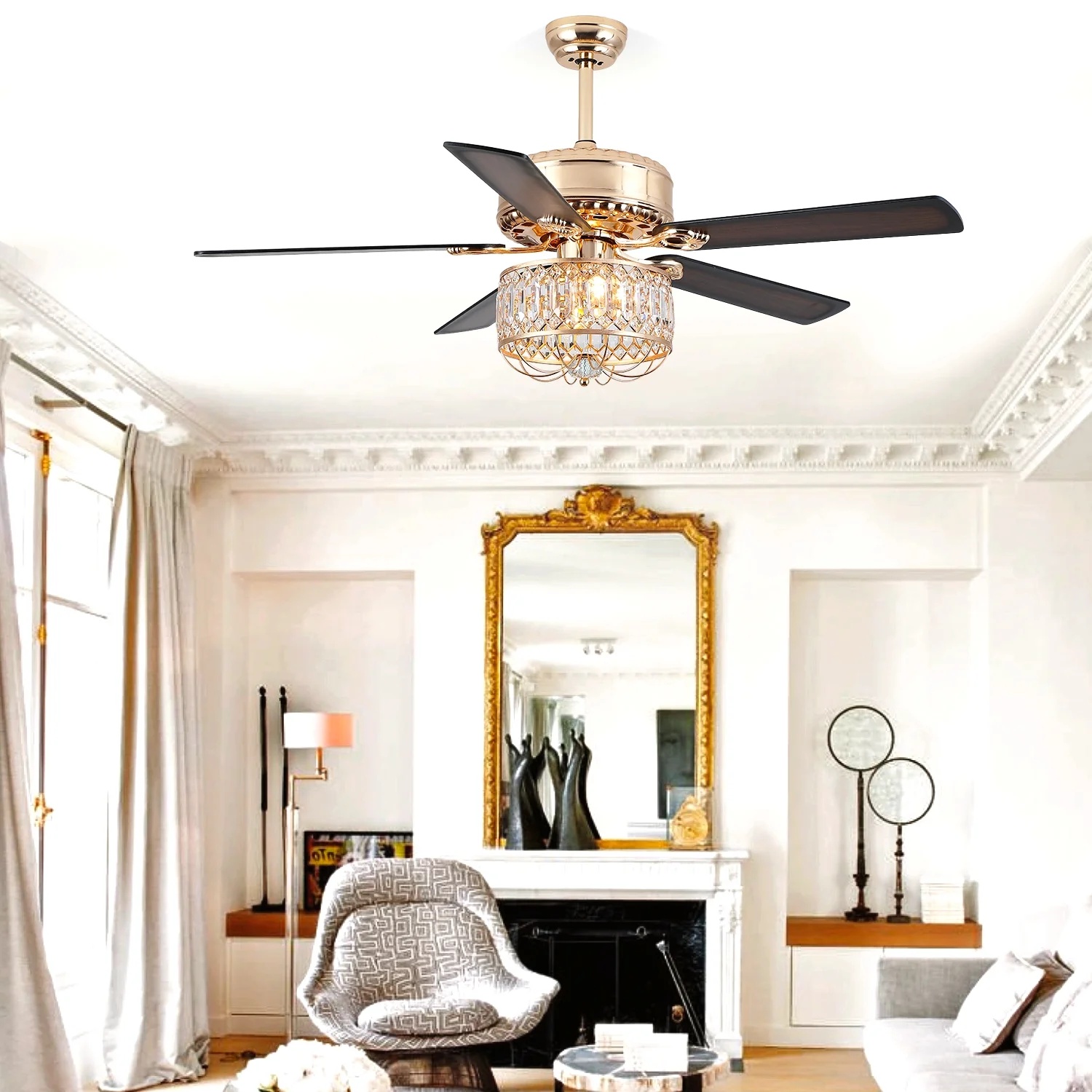 Kviflon 52" Farmhouse Ceiling Fan with Lights & Remote, Crystal Chandelier, Wood Blades, Quiet Motor, 6-Speed, Timer, Modern Lighting for Living Room, Bedroom, Dining Room, Chrome Finish - Image 32