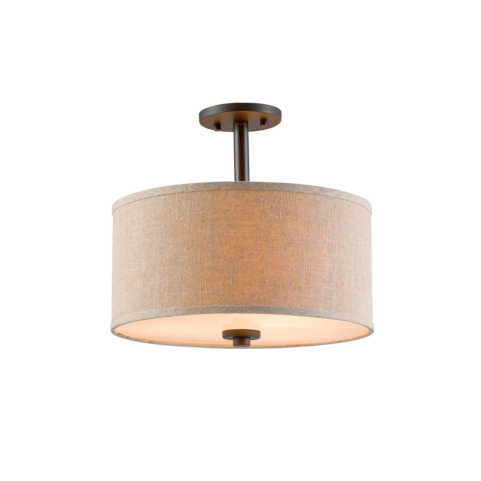 Woodbridge Lighting Drum 3-Light Fabric LED Semi-Flush Mount in Nickel/Gray - Image 11