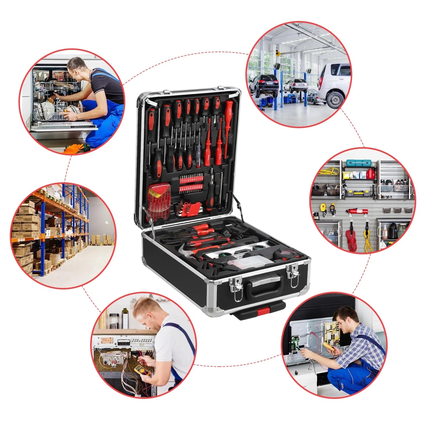 800 Piece Tool Sets for Men, Tool Box with Tools, Tool Kit with Rolling Tool Box, Complete Tool Box Set, Household Tool Set, Aluminum Trolley Case Tool Sets, Gift on Father's Day - Image 4