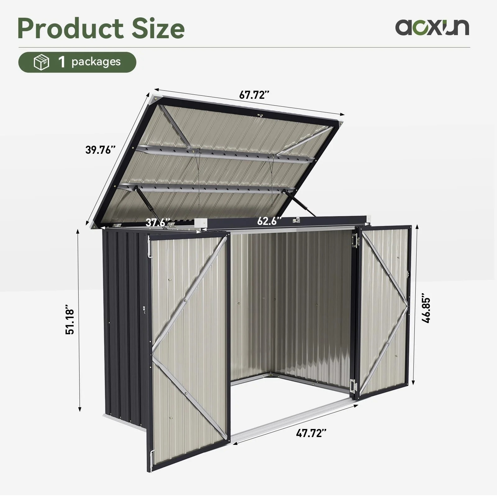 Aoxun 6' x 4' Storage Shed Lean to Storage Shed, Outdoor Metal Wall Side Storage Sheds, Outdoor Storage Cabinet for Patio, Garden, Lawn (Brown) - Image 28