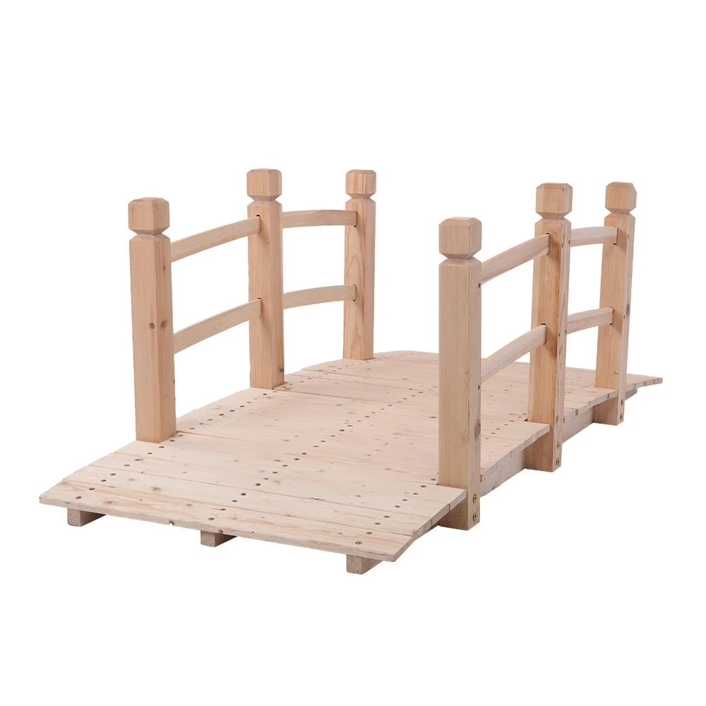 Winado Wooden Decorative Bridge 5 ft Burlywood Arch Walkway for Garden