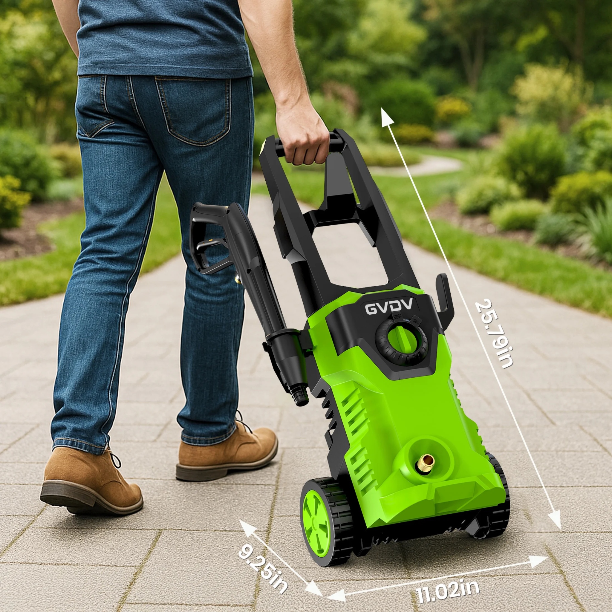 GVDV Electric Pressure Washer, 3400 PSI 2.1 GPM with Foam Cannon & 5 Nozzles, 26.4ft Cord & 24.6ft Hose Power Washer for Patios, Cars, Decks - Image 8