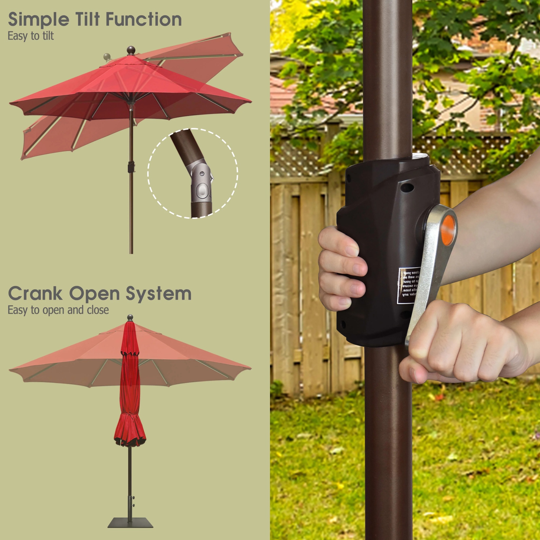 EliteShade 9Ft Market Umbrella Patio Outdoor Table Umbrella-Teal- - Image 34