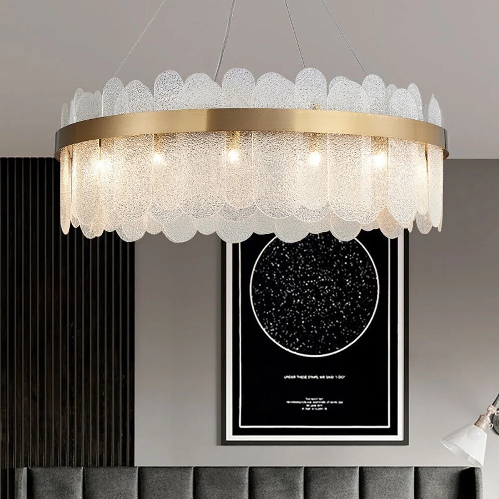 FETCOI Luxury LED Crystal Glass Pendant Lamp Luxury Chandelier Lighting Fixture Ceiling Light (9-Light) - Image 9