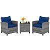 Costway 3PCS Patio Rattan Furniture Set Cushioned Conversation Set Sofa Coffee Table Red - Image 18