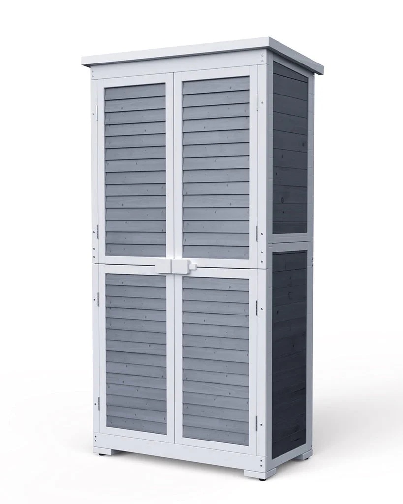 Aiho 63.2" Outdoor Storage Cabinet with Double Lockable Doors and 3 Removable Shelves - Gray - Image 5