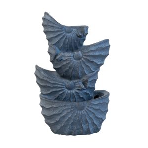 Water Fountains 13.4x9.4x21.5" Decorative 4 Tier Blue Nautilus Shell Water Fountain with Light for Indoor Outdoor,Outdoor Water Fountains