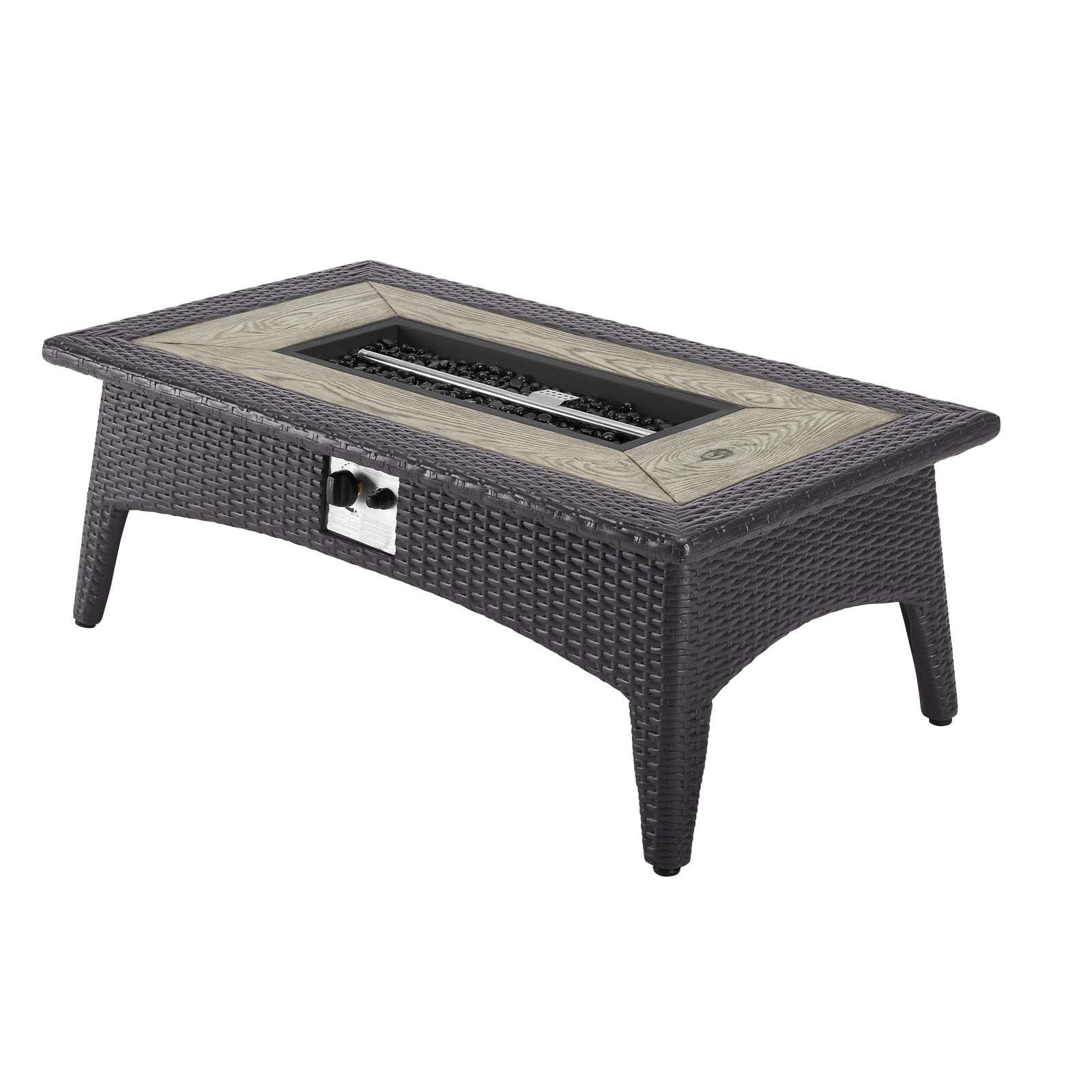 Modway Splendor 43.5" Rectangle Outdoor Patio Fire Pit Table in Espresso - Image 3
