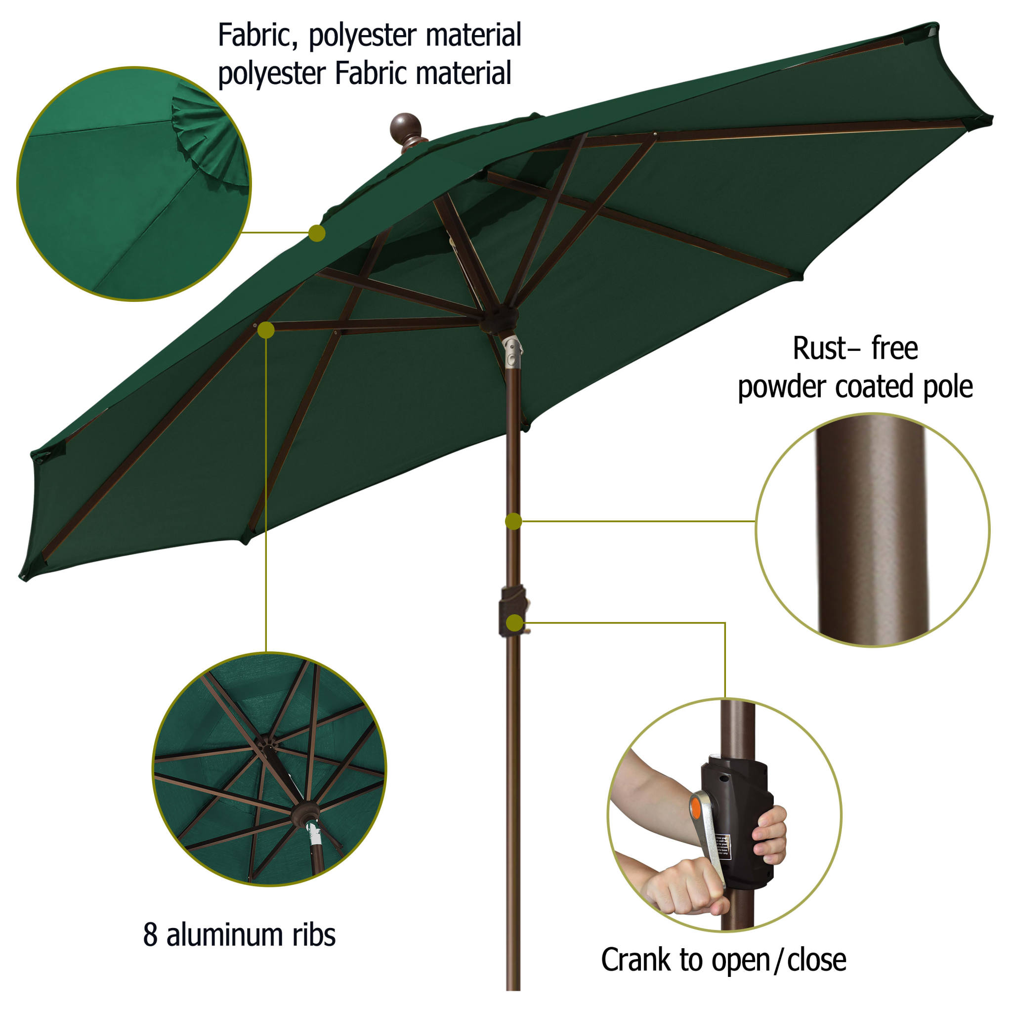 EliteShade 9Ft Market Umbrella Patio Outdoor Table Umbrella-Teal- - Image 31