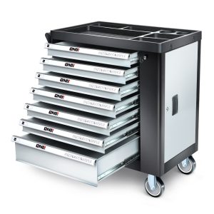 7-Drawers Rolling Tool Chest Cabinet with Casters, Locking System, Top Worktop, for Garage Warehouse Workshop, Grey