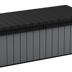 Keter Darwin 100 Gallon Large Resin Deck Box for Patio Outdoor Storage, Grey