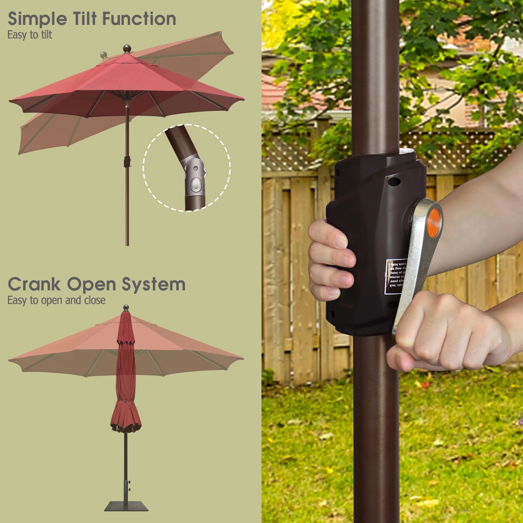 EliteShade 9Ft Market Umbrella Patio Outdoor Table Umbrella-Teal- - Image 23