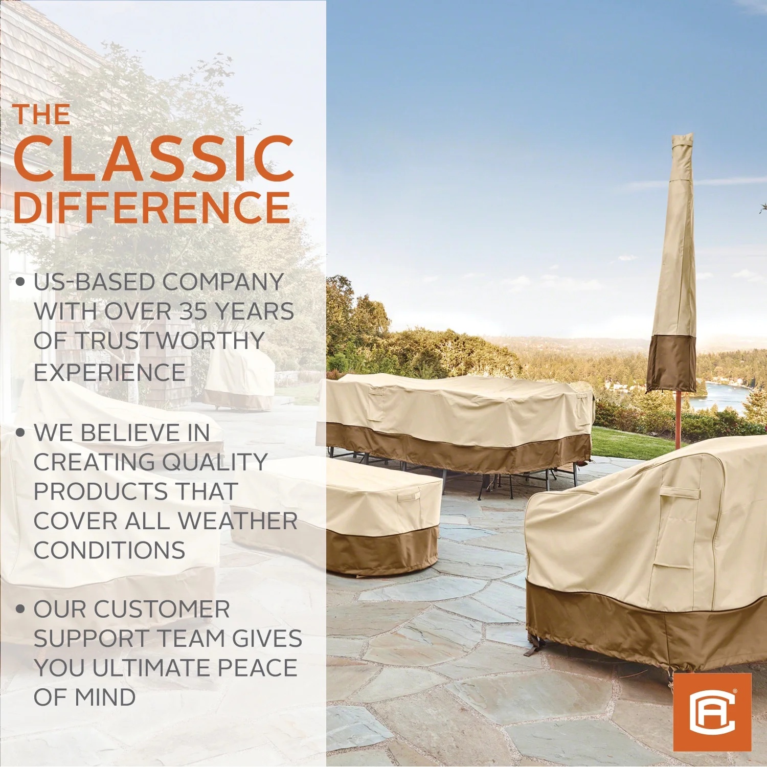 Classic Accessories Veranda Water-Resistant 100 Inch Patio V-Shaped Sectional Lounge Set Cover - Image 9