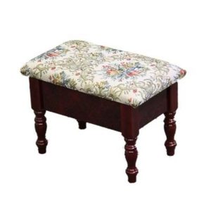 10" Tall Wooden Foot Stool with Storage, Cherry finish