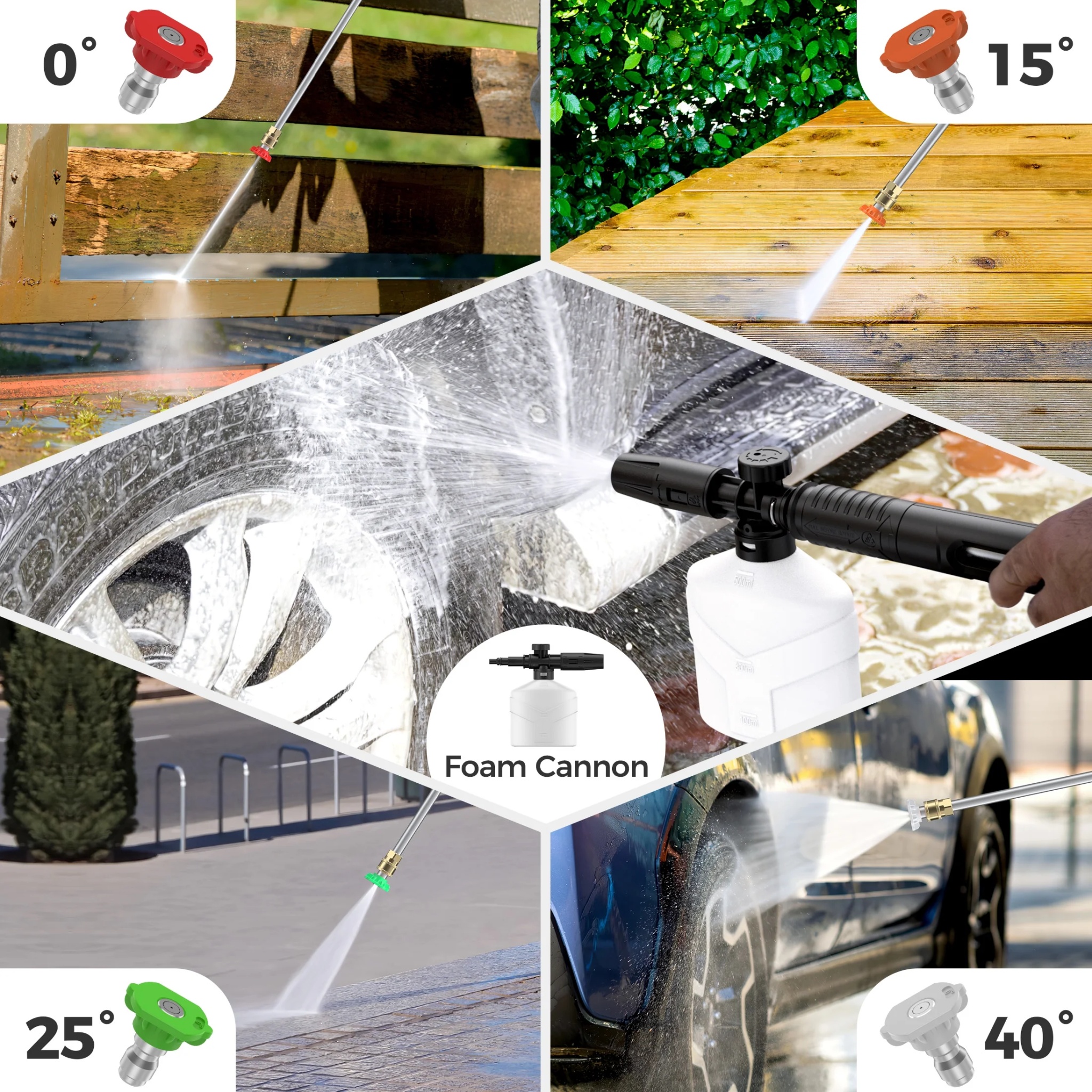 Electric Pressure Washer, 4000PSI Max. 2.8 GPM Power Washer w/ 32 ft Hose and 32 ft Power Cord, 4 Quick Connect Nozzles, 4 Wheels, Foam Cannon, Suitable For Clean Cars, Patios, Driveways - Image 3