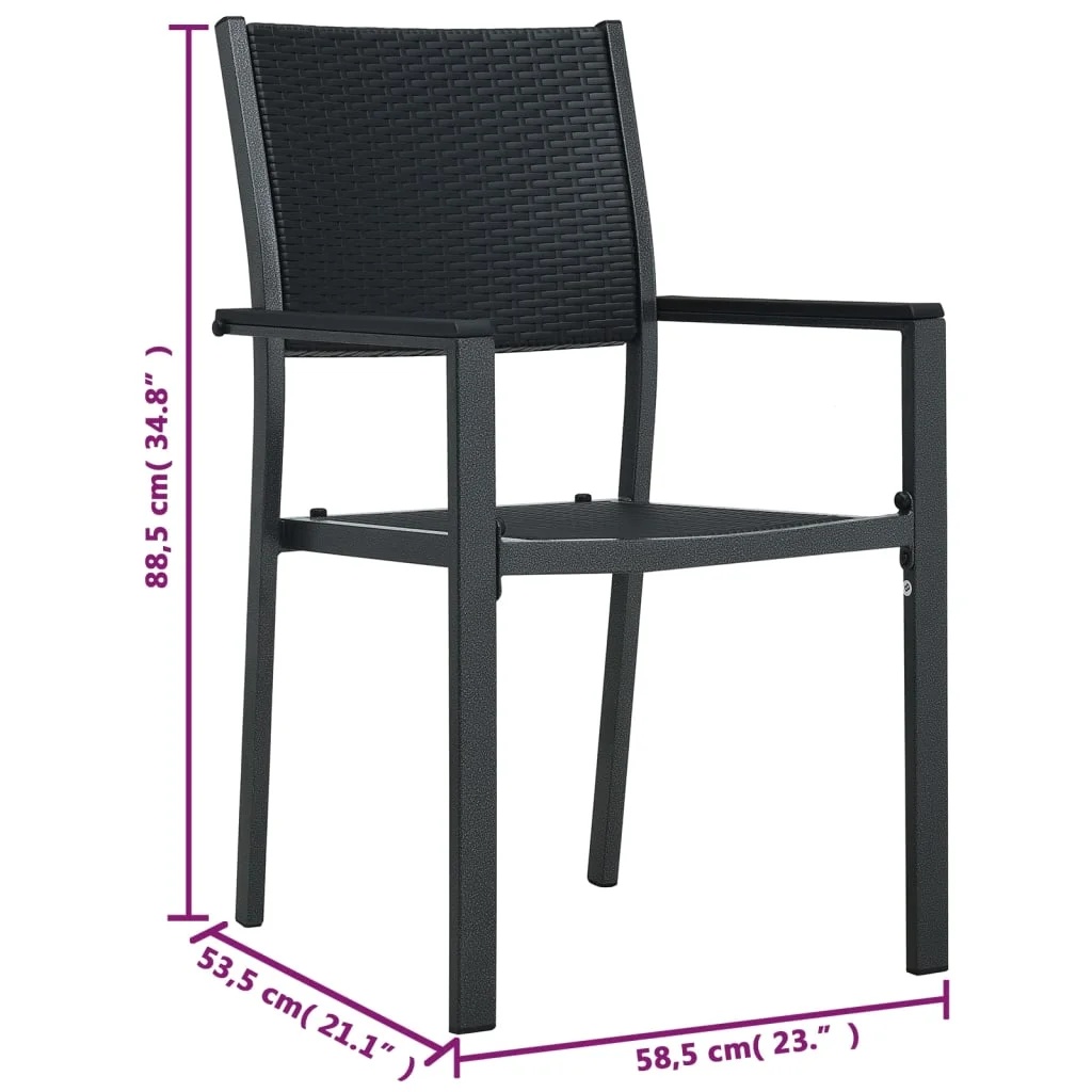 vidaXL Patio Chairs Dining Chair for Deck Porch Black Plastic Rattan Look - Image 10