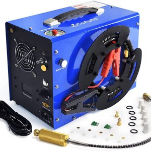 TOAUTO A3 PCP Air Compressor, Unique Vertical+Wire Spool Portable Design, Auto-Stop, Oil/Water-Free, 4500Psi/30Mpa, 8MM Quick-Connector for Paintball/PCP Air Rifle/Tank