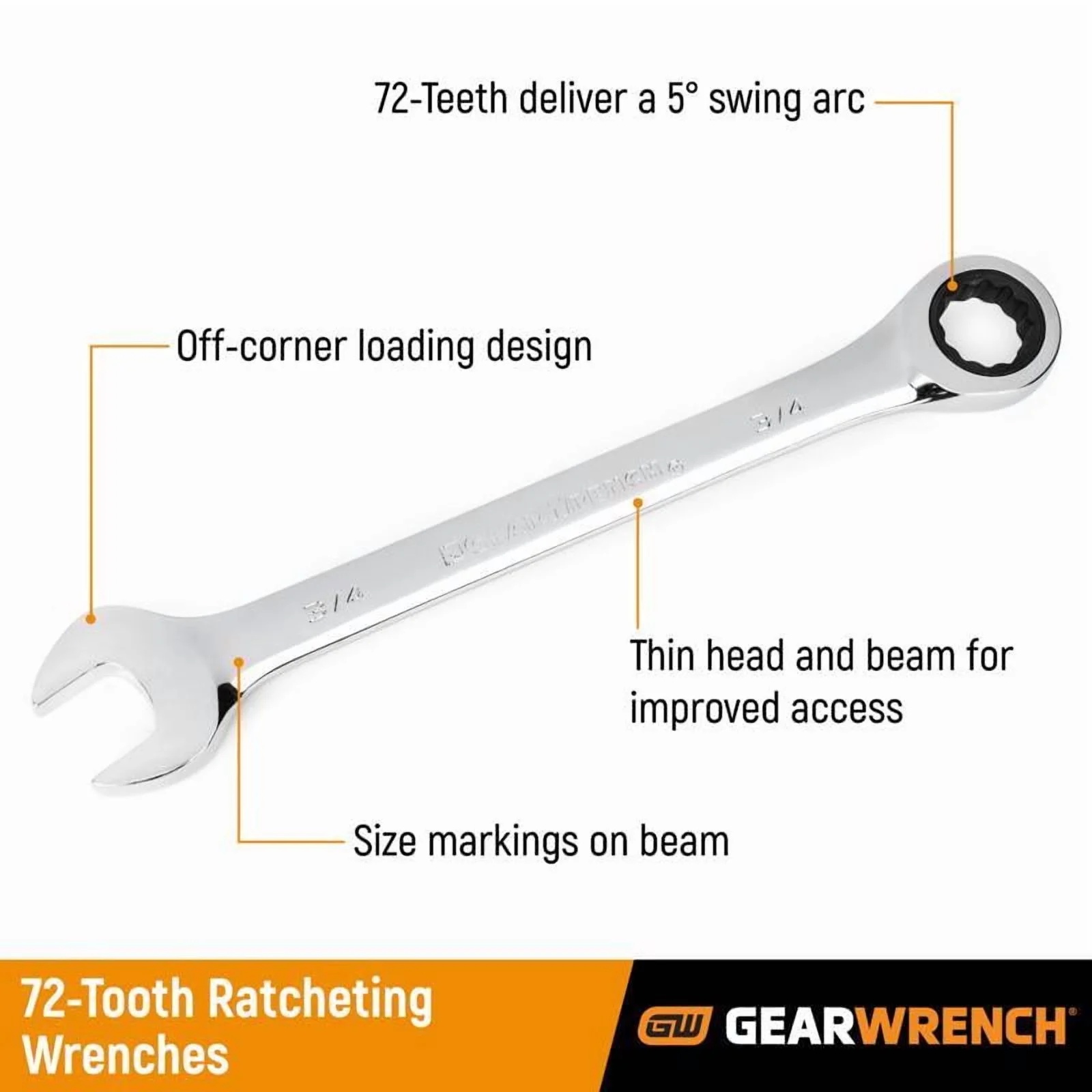 GearWrench Ratcheting Combination Wrench Set, 20-Pc., SAE and Metric, Model# 35720-06 - Image 3
