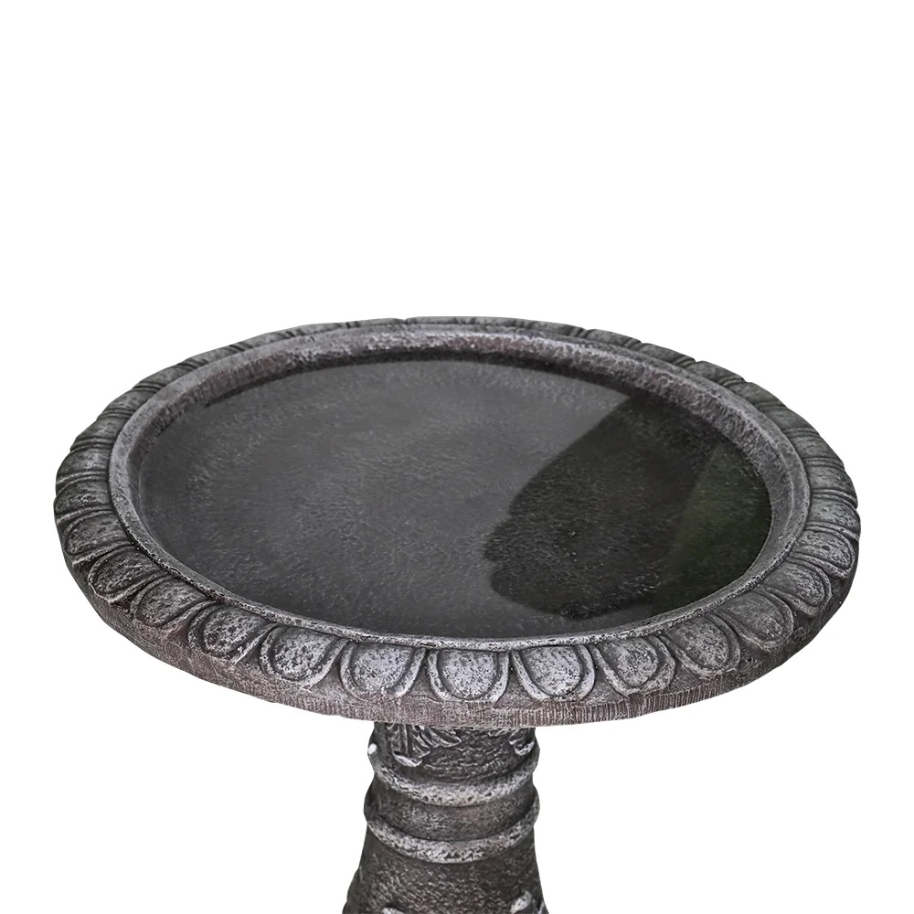 24.4 Inch Height Outdoor Bird Bath - Fibre Reinforced Concrete Large Bird Bath Stylish with Modern Pedestal for Garden, Patio, Lawn, Backyard - Image 2