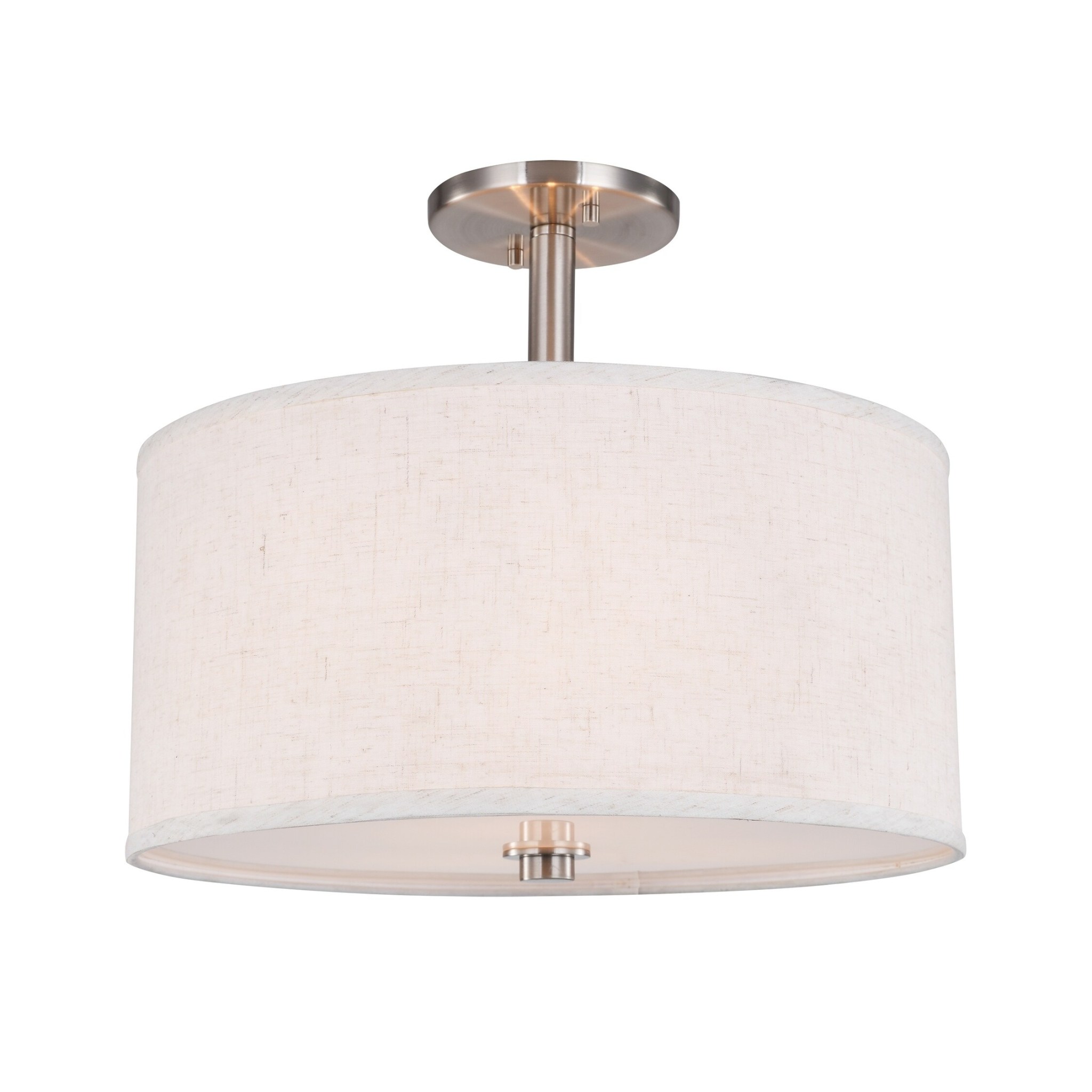 Woodbridge Lighting Drum 3-Light Fabric LED Semi-Flush Mount in Nickel/Gray - Image 2