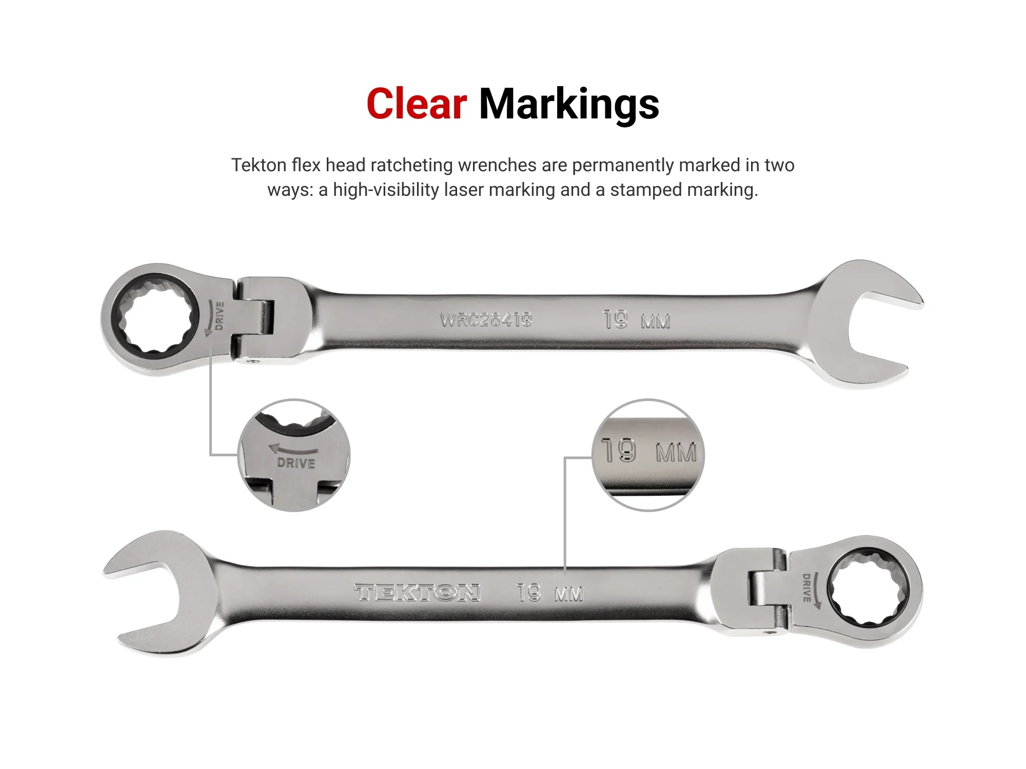 TEKTON Flex Head 12-Point Ratcheting Combination Wrench Set with Modular Wrench Organizer, 15-Piece (1/4-1 in.) | WRC95301 - Image 3