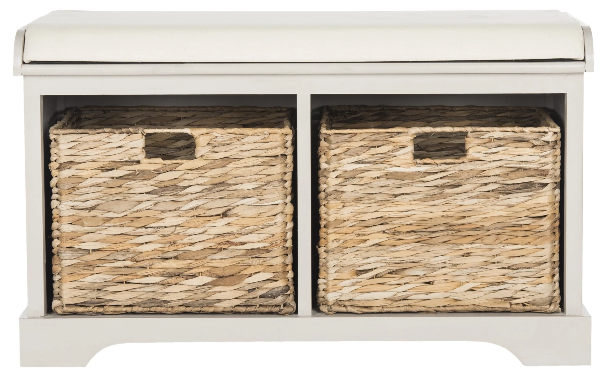 SAFAVIEH Freddy Contemporary Wicker Storage Bench with Cushion, Vintage Grey - Image 5