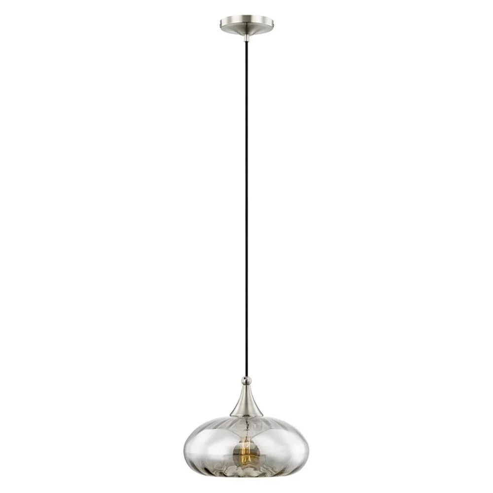 Livex Lighting 11" 1-Light Smoke Glass & Metal Single Pendant in Brushed Nickel - Image 3