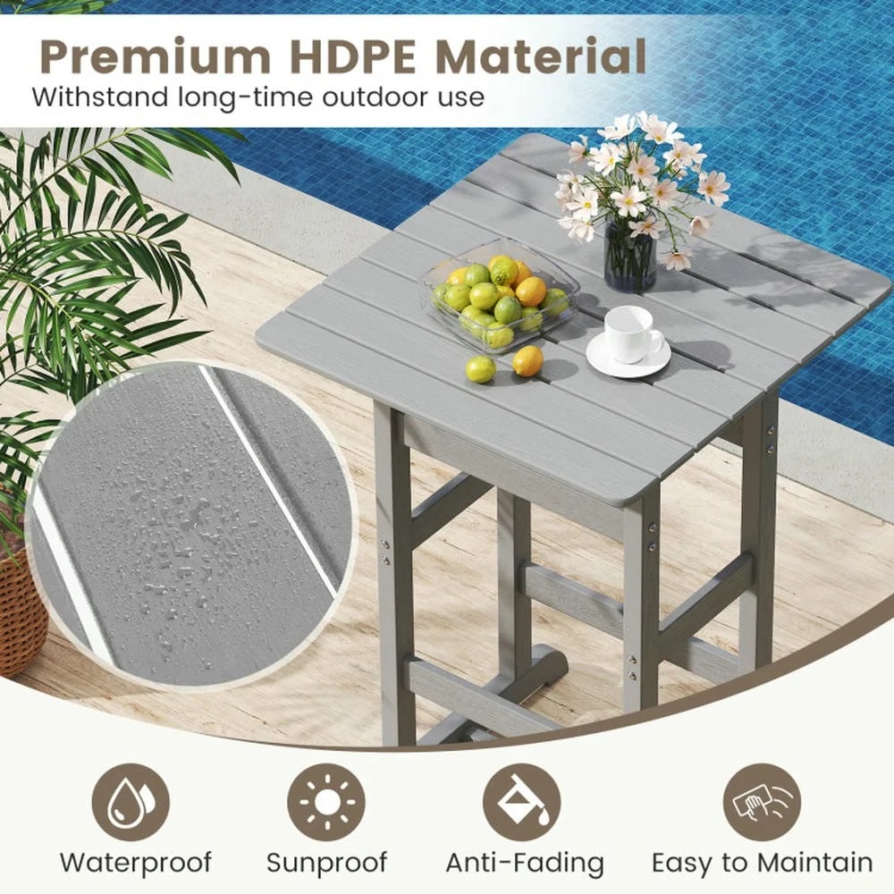 GVN Outdoor Eating Tables,Patio Table,30 Inch Square Bar Table Dining Table with Slatted Tabletop for Poolside-Navy - Image 13