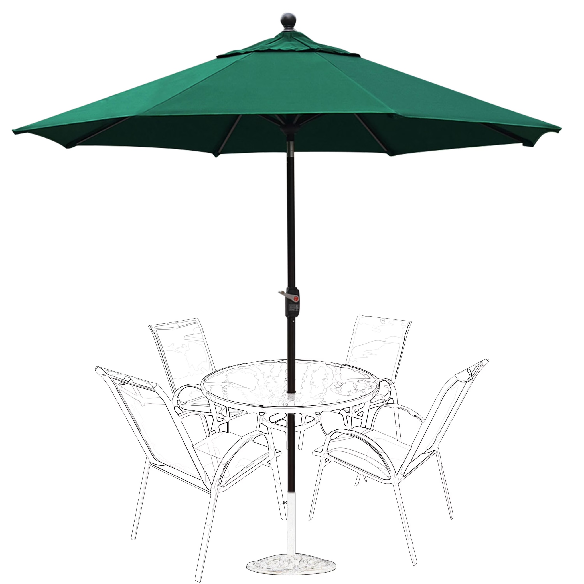 EliteShade 9Ft Market Umbrella Patio Outdoor Table Umbrella-Teal- - Image 10