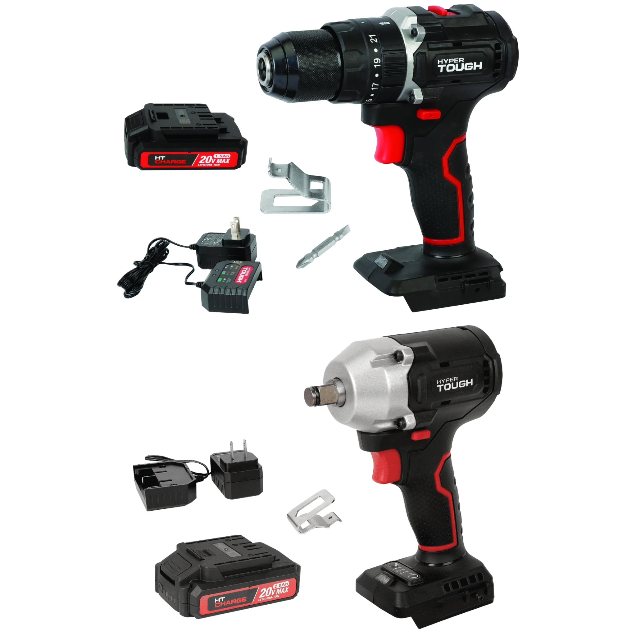 HT 20V Hammer Drill & HT 20v Impact Wrench 350ft/lbs