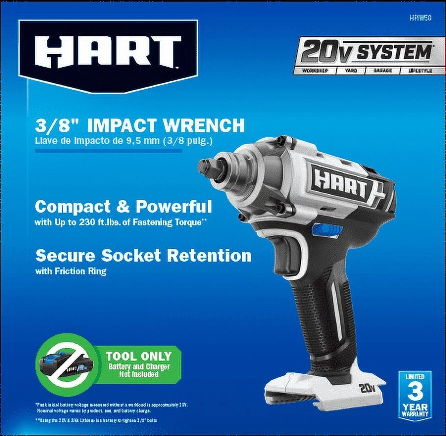 HART 20-Volt 2-Pack 4Ah and Charger Starter Kit and Impact Wrench Bundle - Image 2