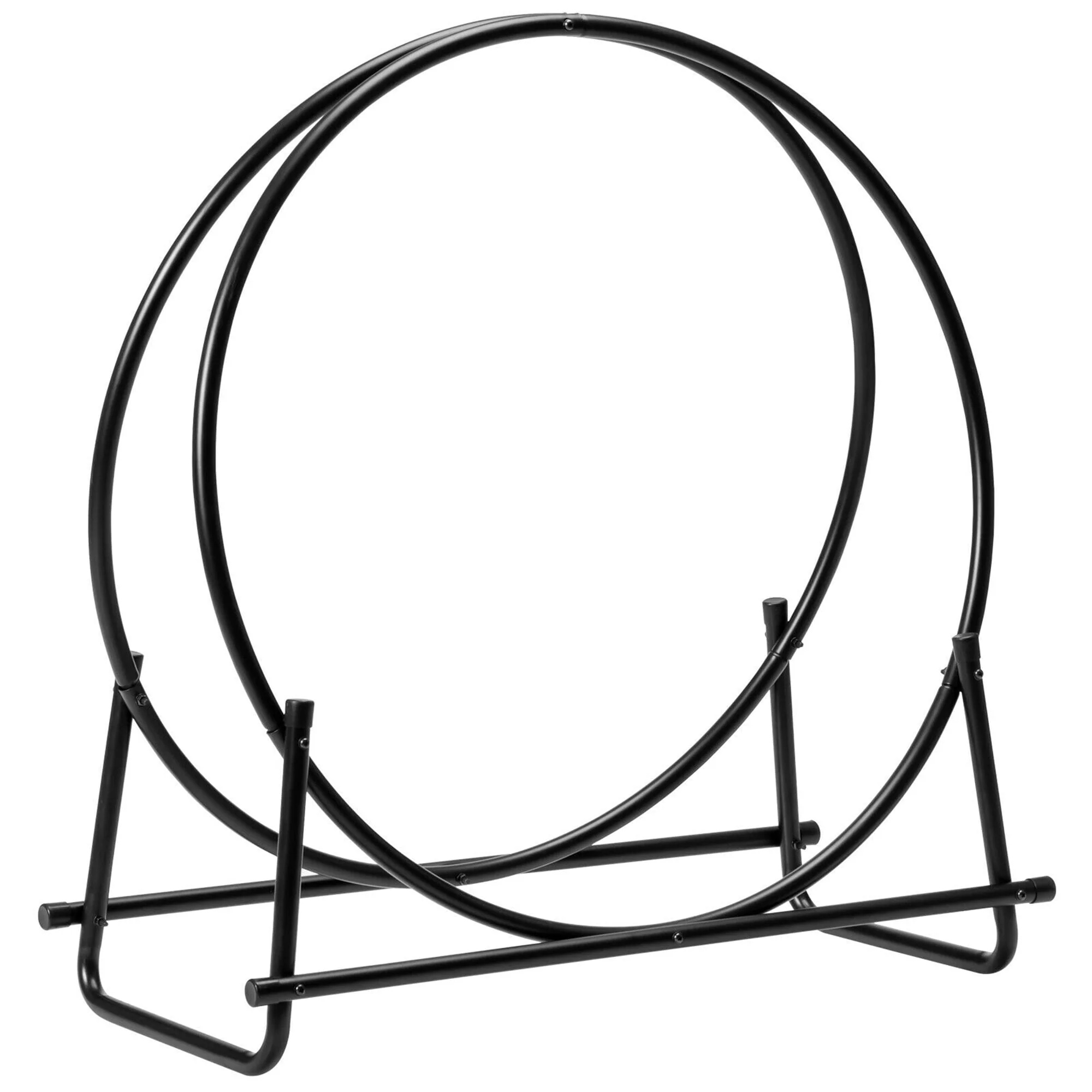Gymax 30'' Tubular Steel Log Hoop Firewood Storage Rack Holder Round Display - Image 5