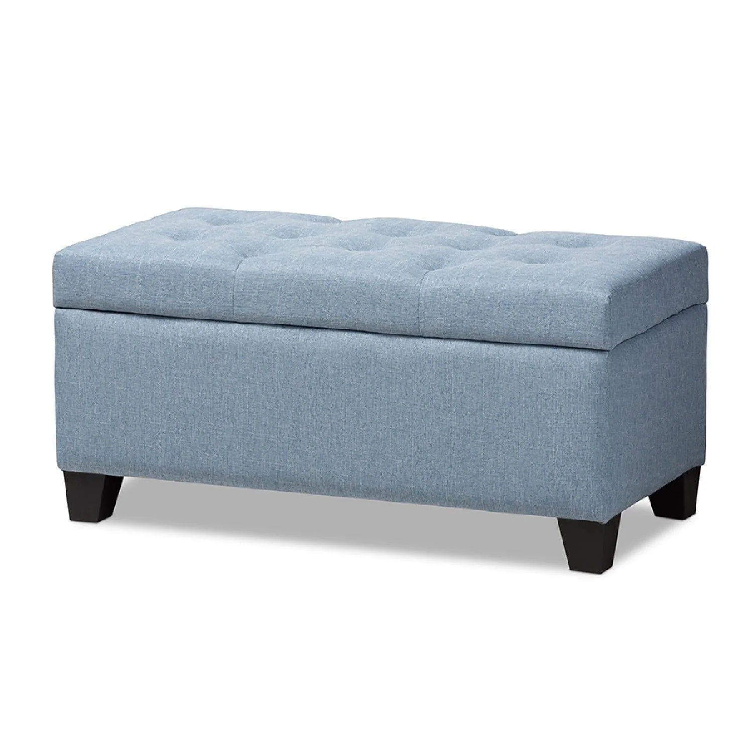 Baxton Studio Michaela Modern and Contemporary Light Blue Fabric Upholstered Storage Ottoman - Image 4