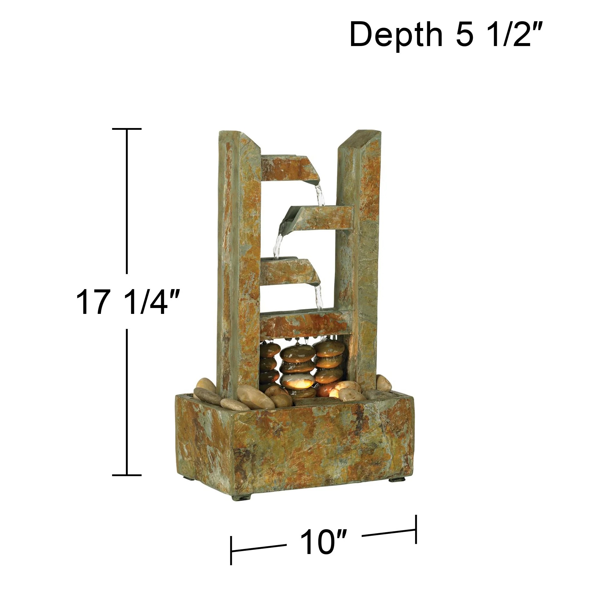 Zigzag Zen 17 1/4" High Small Modern Indoor Decor Slate Stone Tabletop Fountain with Light Desk Relaxation - Image 5