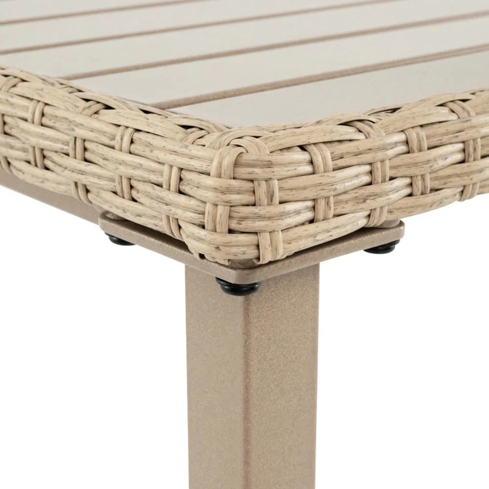 GVN Backyard Coffee Tables,Outdoor Patio Bar Table Heavy Duty Rectangle Metal Frame-Brown - Image 8
