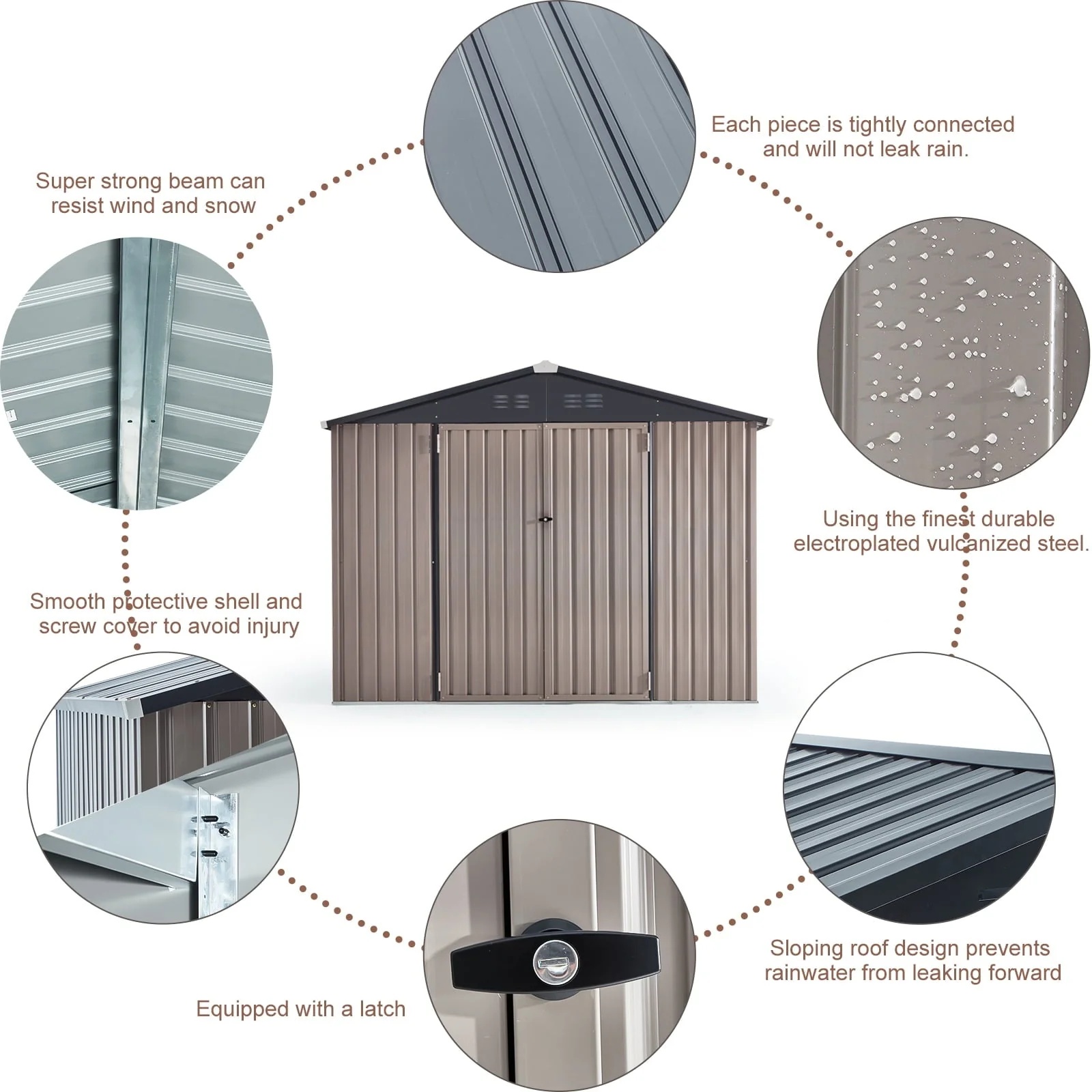 YODOLLA 8.4 x 6.3 ft. Outdoor Metal Storage Shed for Garden Tools - Image 3