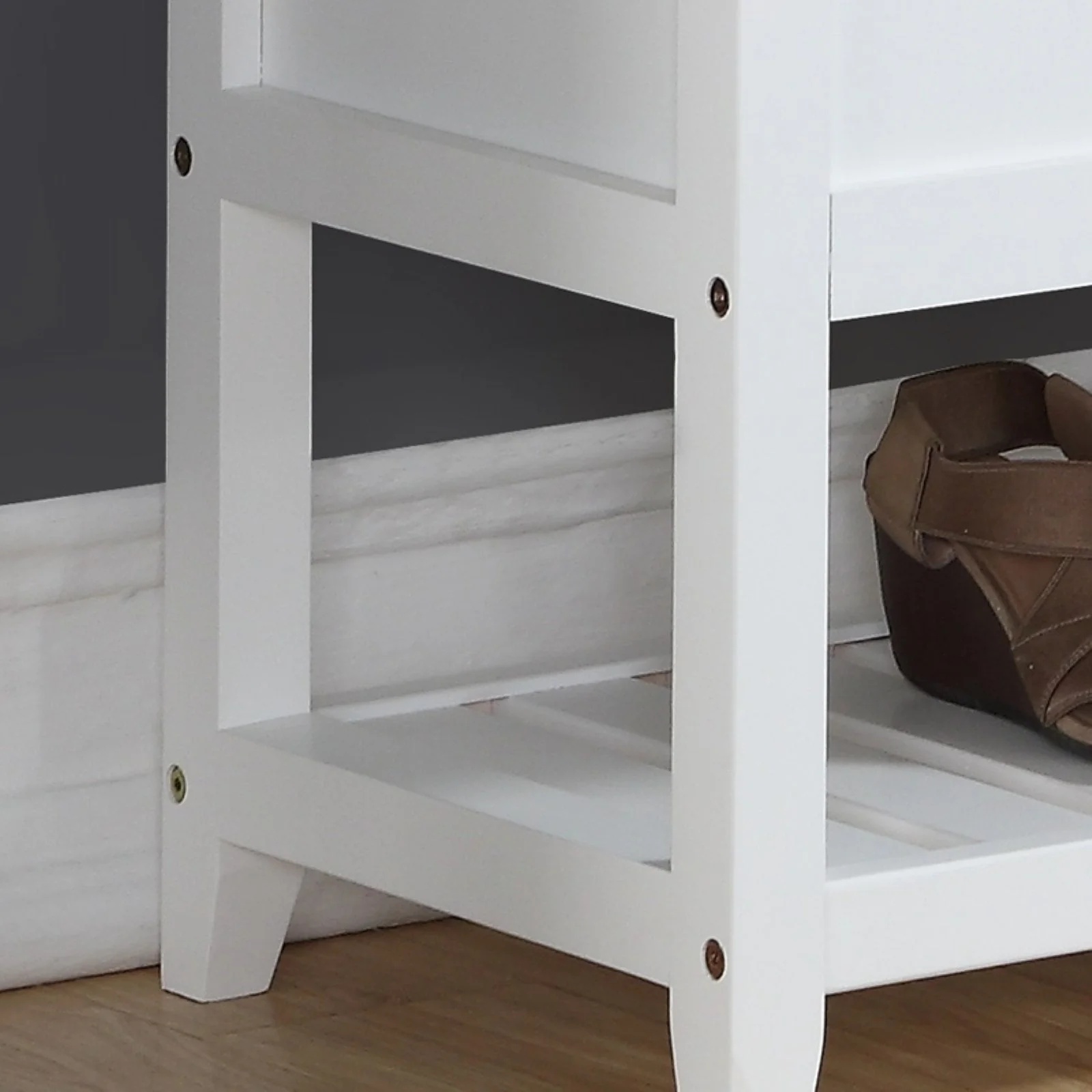 Roundhill Furniture Rouen Storage Bench, White - Image 4